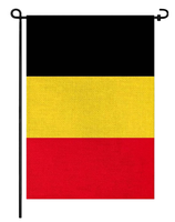 Ensemble d'accessoires du drapeau patriotique belge en polyester durable personnalisé, comprenant un drapeau noir, jaune et rouge, une écharpe et une guirlande, idéal pour un cadeau.