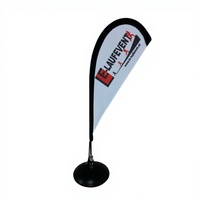 Drapeau de table rectangulaire personnalisé en polyester avec logo, impression numérique, support en acier inoxydable, vente en gros