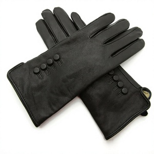 Gants longs en cuir d'agneau noir de luxe, design uni, non doublés, pour femme, élégants, pour un usage décontracté en hiver - Product Image 6