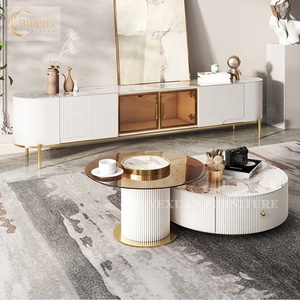 Tavolini da Caffè di Lusso all'Ingrosso <span class=keywords><strong>con</strong></span> <span class=keywords><strong>Piano</strong></span> <span class=keywords><strong>in</strong></span> <span class=keywords><strong>Vetro</strong></span>, Nuovo Design 2022, Set di Tavolini da Caffè Rotondi - Product Image 2