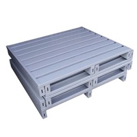 Palette de stockage en acier robuste, résistante à l'humidité, compatible avec les chariots élévateurs, palette d'entrepôt pliable
