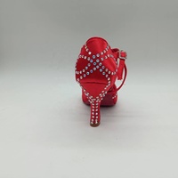 Evkoodance 221028 Chaussures de danse d'intérieur professionnelles pour femmes Red Suede Crystal Salsa Latin Tango Chacha en promotion