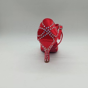 Evkoodance 221028 Zapatos de baile de interior profesionales para mujer Gamuza roja Cristal Salsa Latin Tango <span class=keywords><strong>Chacha</strong></span> en promoción - Product Image 5