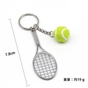 พวงกุญแจรูปไม้เทนนิสขนาดเล็ก พวงกุญแจโลหะรูปไม้เทนนิส - Product Image 5
