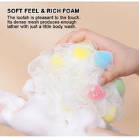Éponge de bain en forme de boule avec logo personnalisé, éponge en nylon, filet pour le corps, éponge exfoliante pour la douche, gant de lavage pour le dos