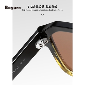 Occhiali da sole Boyarn Cool Shades Pilot Square <span class=keywords><strong>TR</strong></span> & acetato realizzati con occhiali da sole da uomo a forma di doppio ponte - Product Image 6