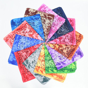 Fasce per capelli hip-hop multicolori 100% poliestere all'ingrosso, fazzoletti tie-dye per street dance, bandane quadrate con girasoli e faggiole - Product Image 6