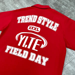 Ensemble 2 pièces chemise Boxy de haute qualité surdimensionnée avec sérigraphie et short en nylon Polo boutonné décontracté personnalisé Ensembles de t-shirts pour hommes - Product Image 4