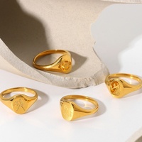 Gravierter Sternzeichen-Ring Astrologie-Symbol Siegelring Tierkreiszeichen-Ring Horoskop-Schmuck Edelstahl Anlaufbeständig 18k Gold