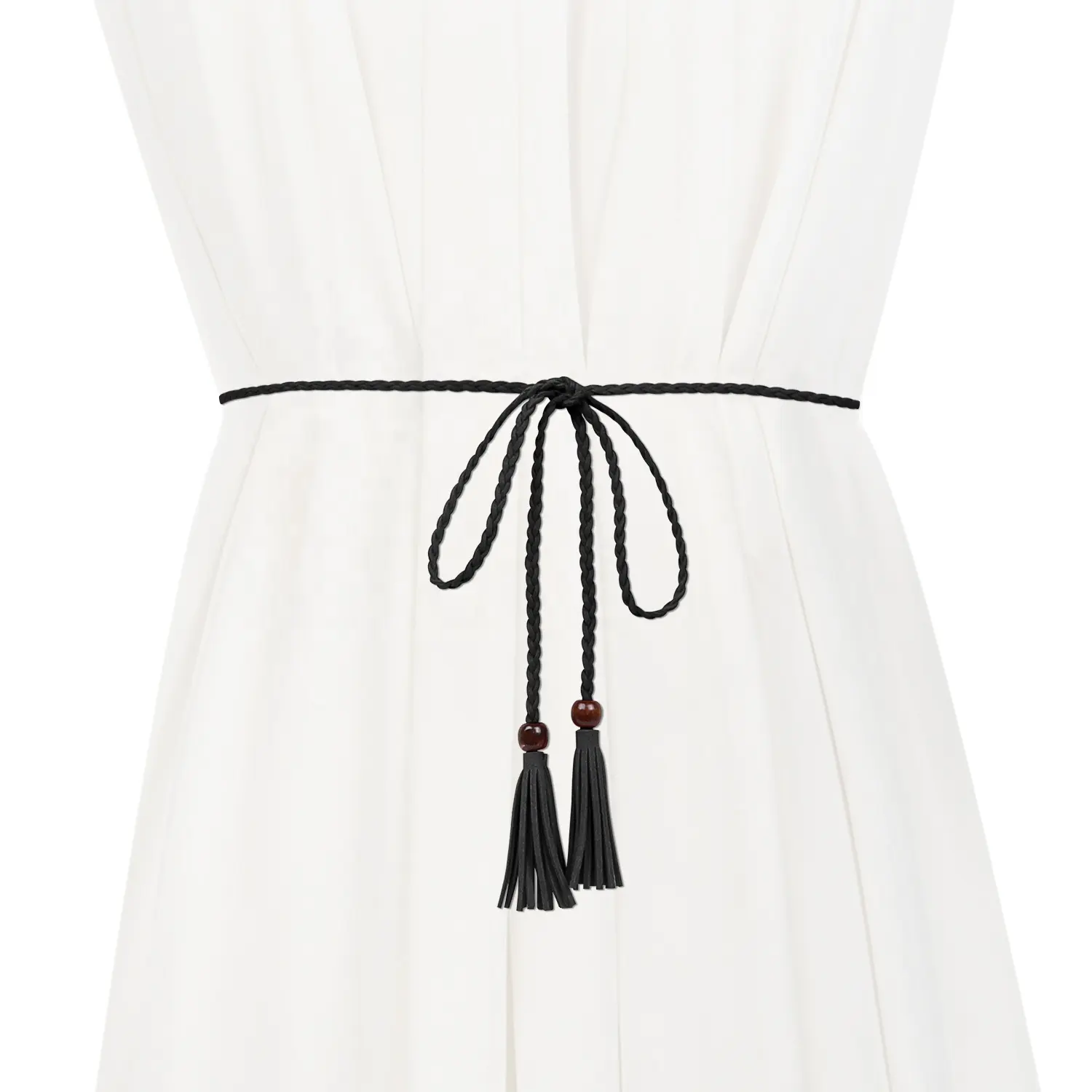 चमड़े की बेल्ट श्रृंखला के लिए पोशाक पतला बेल्ट कमर लट Tassels कमरबंद समायोज्य पेट डिजाइनर बेल्ट देवियों
