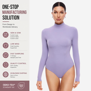 Custom Long Sleeve Nylon Fabric Womens <strong>Turtle</strong> <strong>Neck</strong> <strong>Bodysuit</strong> - Product Image 1