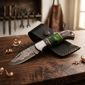 High Quality Copper Damascus Steel Folding Blade Pocket <b>Knife</b> Wholesale Factory Rates wood Handle Tactical Application - Product Image 4