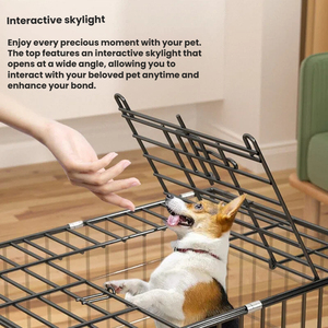 <span class=keywords><strong>Jaula</strong></span> Plegable de Metal Sólido para Perros Pequeños/Medianos con Ventana Superior, Bandeja Extraíble, Caja de Alambre Reforzado, Empaquetada sin Ensamblaje - Product Image 3