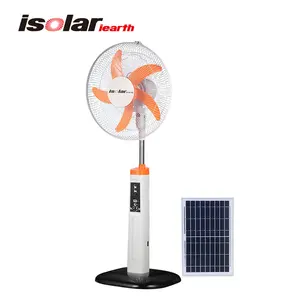 Ventilador solar 16 polegadas 12v dc, ventilador solar ac dc recarregável barato suporte ventilador solar com painel e luz led
