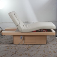 Table de soin esthétique à 4 moteurs avec design imitation bois pour spa médical et esthétique, lit de traitement pour esthéticienne, lit d'épilation pour esthéticienne
