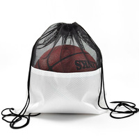 Sacs de rangement sportifs en polyester avec cordon de serrage portables personnalisés Sac à dos de voyage en maille pour le basket-ball, le football et le yoga