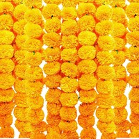 Karangan Bunga Marigold Kuning Gaya India untuk Pernikahan, Karangan Bunga Marigold Buatan untuk Dekorasi