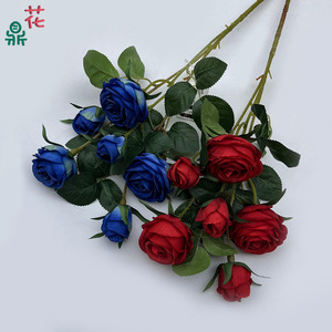 Roses artificielles en soie, fleurs faites à la main, style naturel, bouquet de mariage, décoration, 6 têtes, bords frisés - Product Image 2