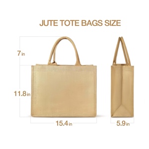 Sacs en gros de grande capacité, sacs fourre-tout en jute OEM, sacs en jute écologiques pour femmes - Product Image 2
