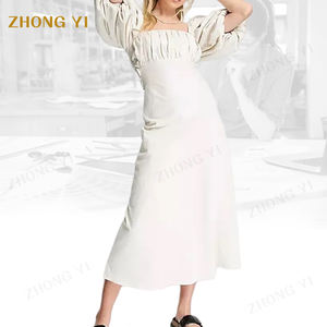 Robe d'été sans dos pour femmes, manches lanternes, enroulement autour de la poitrine, élastique, robe midi pour femmes, couleur unie, style doux, <span class=keywords><strong>2022</strong></span> - Product Image 1