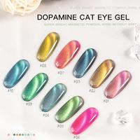 Gel UV/LED pour ongles HS Custom Logo 6 couleurs 15ml, effet œil de chat Dopamine, argenté magnétique, à retirer par trempage, sans HEMA, TPO, MEHQ