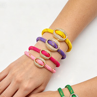 Bracelet en corde tressée avec strass en forme de nez de cochon, fil doré, cordon coloré réglable, pour femmes américaines, bijoux de poignet empilables