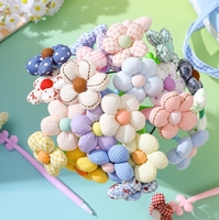 Nouveau stylo créatif en tissu à fleurs neutres - Petites fleurs colorées mignonnes - Stylo musical à hochet - Stylo signature