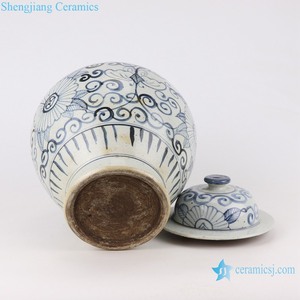 RZFB39 Jarre en porcelaine bleue et blanche de Jingdezhen, décorative, peinte à la main, motif de tournesols, style Art déco - Product Image 5