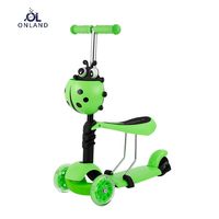 Trottinette Enfant Pliable Légère à 3 Roues avec Siège et Poignée de Poussée Roues en PU Jouet pour Enfant - Offre Spéciale
