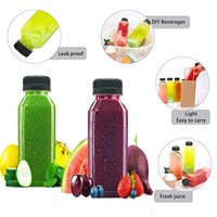 Botol Jus Plastik Transparan 8oz 12oz 16oz Kosong, Dapat Digunakan Kembali, Dengan Tutup Anti Bongkar, Laris Terjual