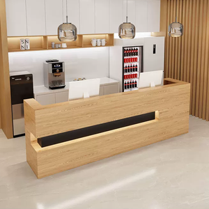 Mostrador de Recepción Moderno <span class=keywords><strong>para</strong></span> Oficina, Mostrador de Recepción Pequeño de Madera con Luz LED <span class=keywords><strong>para</strong></span> Hotel, Salón, Clínica - Product Image 6