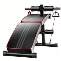 Banc de musculation pliable et réglable TBFIT avec bandes de résistance, planche inclinée multifonctionnelle pour la remise en forme à domicile