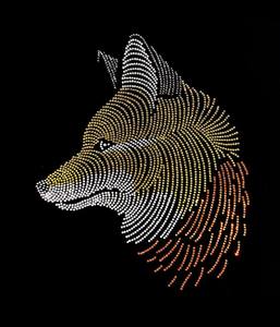<span class=keywords><strong>Loup</strong></span> Fer sur Strass Matériau en verre <span class=keywords><strong>de</strong></span> transfert thermique Patches chauds avec Animal Bling Crystal pour T Shirt Wolf Head Design - Product Image 1