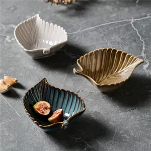 Blattform Keramik Kleine Sauce Dish Flache Sojasauce Platte Japanische Art Butter Senf Gewürz geschirr Küche Porzellan Untertasse