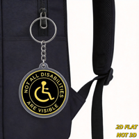 Porte-clés « Toutes les Handicaps Ne Sont Pas Visibles », Acrylique, Rond, Léger, Porte-clés Sensibilisation à la Handicapation