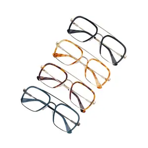 Hengtai lunettes photography antireflet bleu Assorted Mix Acetato Metal Double Bridge Aviation Fashion Glasses Optical Frames
