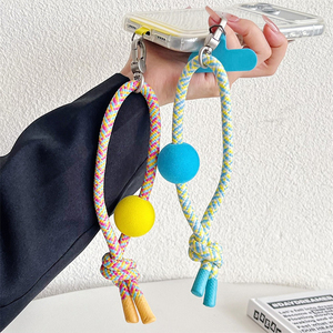 Correa de muñeca antipérdida con cordón corto con nudo de bola, cuerda de mano universal para teléfono y cámara, colgante para bolso, cadena duradera - Product Image 6