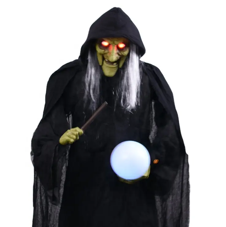 72" Life Size Hanging Animated Talking Witch Halloween Haunted House Prop Decoration