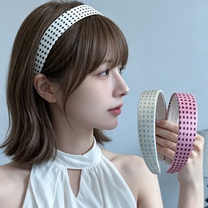 Diadema de satén con lunares vintage para verano, diseño minimalista francés, accesorios para el cabello versátiles para el día a día de las mujeres - Product Image 4