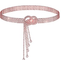REWIN Mode Damen glitzernder Strass-Gehäuse-Gürtel mit Doppel-O-Ring-Gürtel Gürtel Kristalltaille Gürtel mit Schillerzange