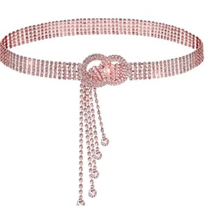 REWIN แฟชั่นผู้หญิงประกาย Rhinestone ร่างกายโซ่เข็มขัดคู่ O-แหวนเข็มขัดคริสตัลเข็มขัดเอวด้วยพู่ Shinny - Product Image 5