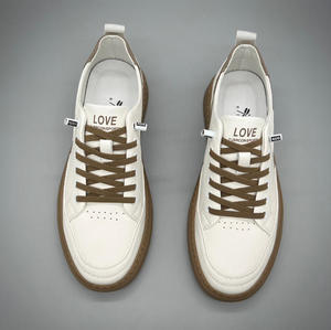 Baskets classiques blanches en cuir pleine fleur pour hommes, chaussures décontractées à semelle souple, tendance printemps/automne pour jeunes - Product Image 5