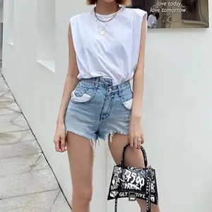 Abbigliamento alla Moda, Magliette Sexy Senza Maniche per Donne, T-Shirt in Cotone Casual Personalizzata per Signore - Product Image 4