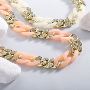 Collar de Cadena Cubana de 20 mm, Estilo Moderno y Versátil, Aleación Ligera de Lujo, Unisex, Collar de Acrílico - Product Image 2