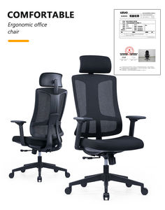 Chaise de bureau pivotante à base métallique, échantillon <span class=keywords><strong>gratuit</strong></span>, chaises de bureau ergonomiques de direction, dossier haut, chaise de bureau en maille avec appui-tête - Product Image 2