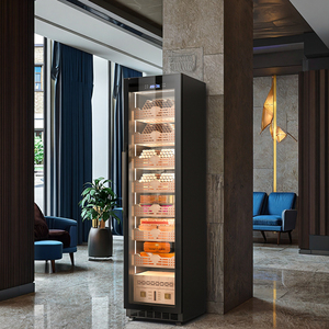 Armoire à cigares à porte vitrée simple en bois de cèdre, température et humidité réglables, écran <span class=keywords><strong>tactile</strong></span> LED, réfrigération certifiée ETL - Product Image 5