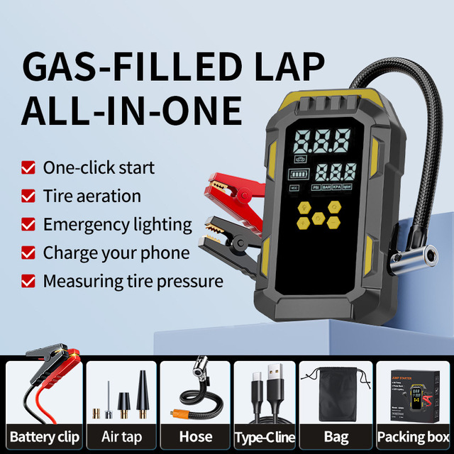 Multifunctional Car Jumper Battery Pack Jump Starter Power Bank with Air Pump and Blower Plastic Jump Starter