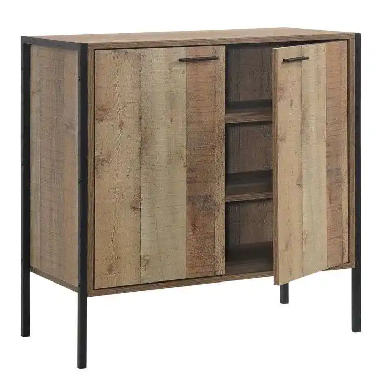 Easy-Assembly Industrial Style Living Room Side Cabinet Design Wooden Sideboard With 3 Shelves