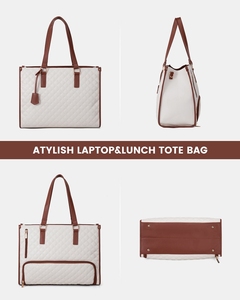 Fashion Casual Quilted 3 in 1 <strong>Ladies</strong> Handbag Purse Lunch Picnic <strong>Laptop</strong> Work Tote <strong>Bag</strong> with Insulated Cooler Compartment for Women - Product Image 5