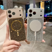 Coque Magnétique de Gros pour iPhone 18 Pro Max 17 16 15, Étui de Protection Antichoc Scintillant avec Strass Brillants
